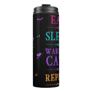 Funny Eat Sleep Warrior Katzen wiederholen Funny C Thermosbecher