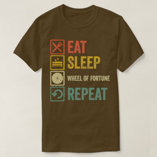 Funny eat sleep Wheof Fortune wiederholen Retro vi T-Shirt (Design vorne)
