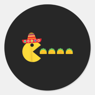 Funny Eating Tacos Fiesta Cinco De Mayo Mexiko Runder Aufkleber