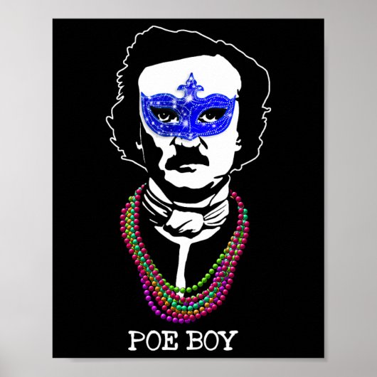 Funny Edgar Allan Poe Mardi Gras Mashup 1 Poster (Vorne)