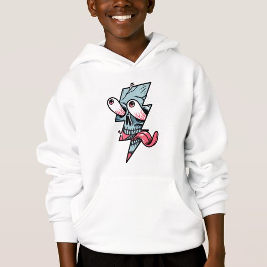 Funny Edgy Schädelgesicht und Blitzform Hoodie (Vorderseite)