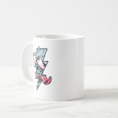Funny Edgy Schädelgesicht und Blitzform Kaffeetasse (Vorderseite Links)