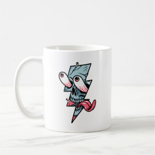 Funny Edgy Schädelgesicht und Blitzform Kaffeetasse