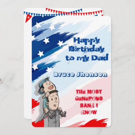 Funny Editable Card for Dad's Birthday Einladung (Vorne/Hinten)