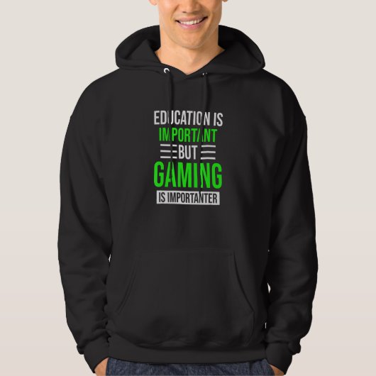 Funny Education Is Important Video Games Gamer Men Hoodie (Vorderseite)