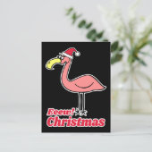 Funny Eeew Christmas Flamingo mit Santa Claus Hat Postkarte (Stehend Vorderseite)