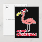 Funny Eeew Christmas Flamingo mit Santa Claus Hat Postkarte (Vorne/Hinten)