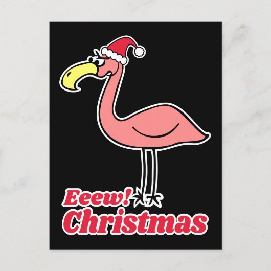 Funny Eeew Christmas Flamingo mit Santa Claus Hat Postkarte (Vorderseite)