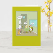 Funny Egg and Chicken Who's First Happy Birthday Karte (Gelbe Blume)