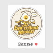 Funny Egg Gamer "Egg-cellent Moves! Game On!" Aufkleber (Blatt)