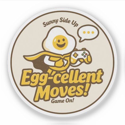 Funny Egg Gamer "Egg-cellent Moves! Game On!" Aufkleber (Vorderseite)