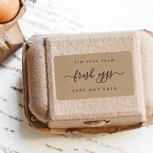 Funny Egg Karton Label - Just Got Laid - Kraft