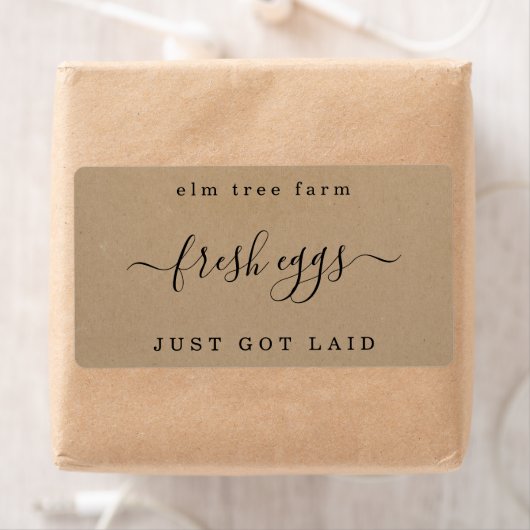 Funny Egg Karton Label - Just Got Laid - Kraft (Insitu)