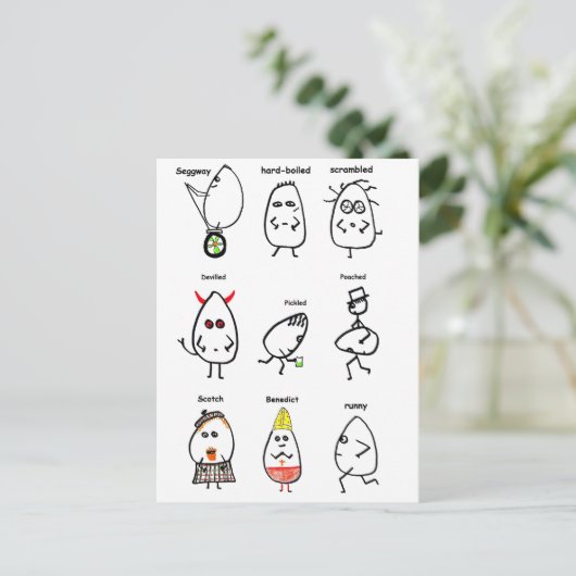 Funny Egg Puns Postkarte (Stehend Vorderseite)