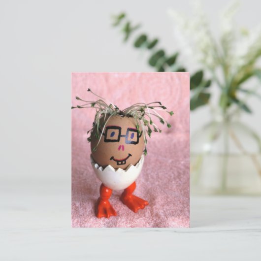 Funny Eggman Boy mit grüner Haare Postkarte (Stehend Vorderseite)