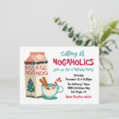 Funny Eggnog Nogaholics Weihnachtscocktail Party Einladung (Stehend Vorderseite)