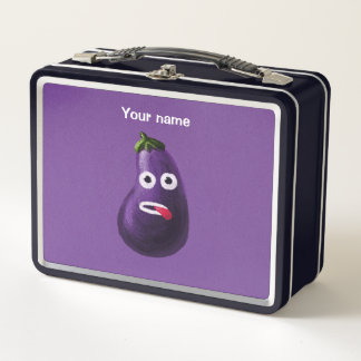 Funny Eggplant Cartoon Charakter Niedliches Gemüse Metall Brotdose