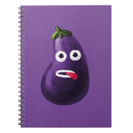 Funny Eggplant Cartoon Charakter Niedliches Gemüse Notizblock