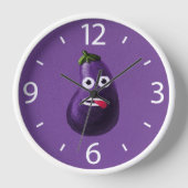 Funny Eggplant Cartoon Niedlich Gemüse Lila Uhr (Vorderseite)