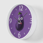 Funny Eggplant Cartoon Niedlich Gemüse Lila Uhr (Winkel)