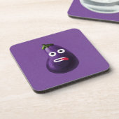 Funny Eggplant Cartoon Niedlich Gemüse Lila Untersetzer (Linke Seite)