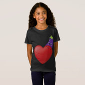 Funny Eggplant mit großem Herz Obst Gemüse Vega T-Shirt (Vorne ganz)