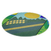 Funny Eggs Crossing the Road Schneidebrett (Ecke)