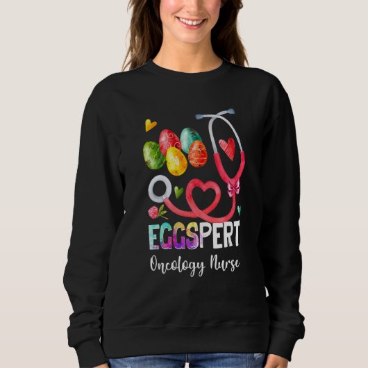 Funny Eggspert Oncology Nurse Bunny Stethoscope Eg Sweatshirt (Vorderseite)