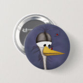 Funny Egret Cartoon Button (Vorne & Hinten)