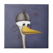 Funny Egret Cartoon Fliese (Vorderseite)