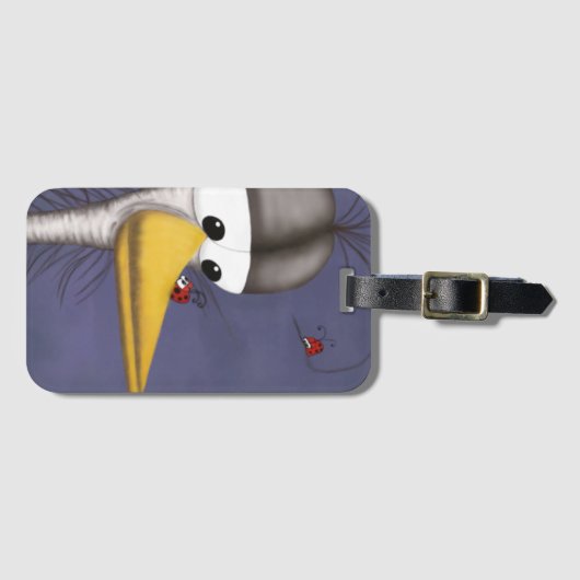 Funny Egret Cartoon Gepäckanhänger (Vorderseite (Horizontal))