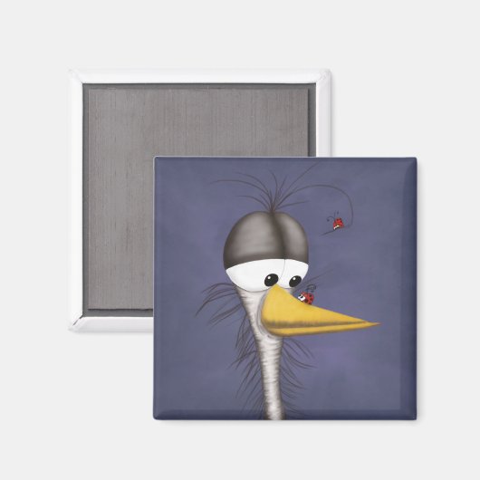 Funny Egret Cartoon Magnet (Vorderseite/Rückseite)