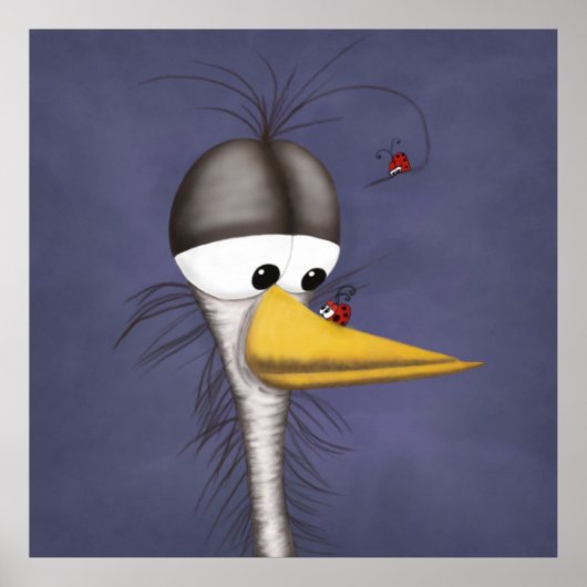 Funny Egret Cartoon Poster (Vorne)