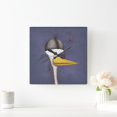 Funny Egret Cartoon Quadratische Wanduhr (Zuhause)