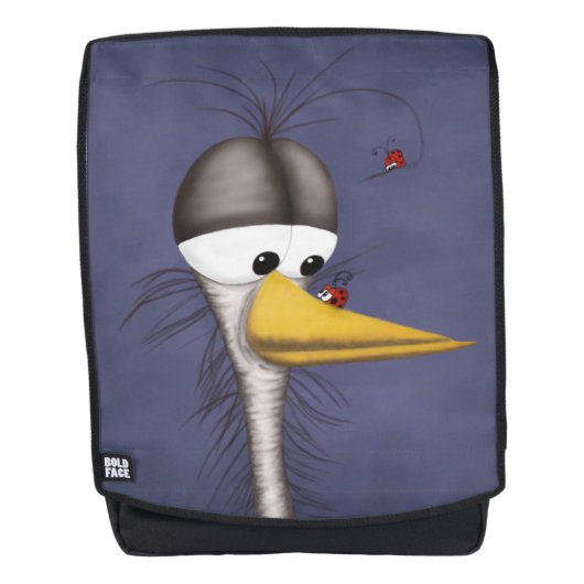 Funny Egret Cartoon Rucksack (Vorderseite)