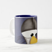 Funny Egret Cartoon Zweifarbige Tasse (Vorderseite Links)