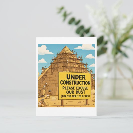 Funny Egyptian Construction | Pyramiden unter Stau Postkarte (Stehend Vorderseite)