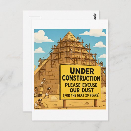Funny Egyptian Construction | Pyramiden unter Stau Postkarte (Vorne/Hinten)