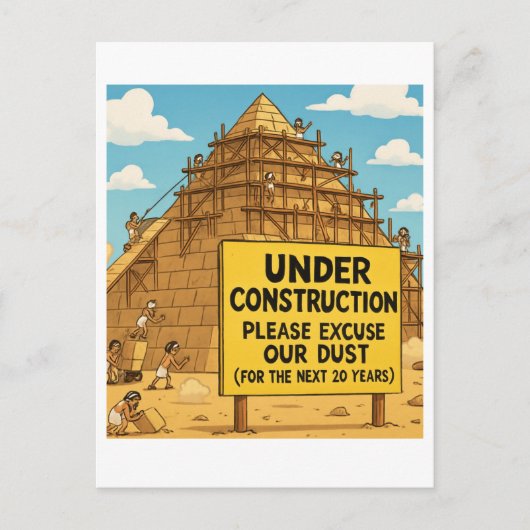 Funny Egyptian Construction | Pyramiden unter Stau Postkarte (Vorderseite)