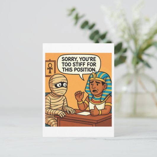 Funny Egyptian Mummy | Stift Job Interview Card Postkarte (Stehend Vorderseite)