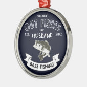 Funny Ehefrau Bass Fischen Weihnachtsfisch Ornamen Ornament Aus Metall (Links)