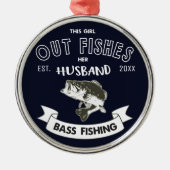 Funny Ehefrau Bass Fischen Weihnachtsfisch Ornamen Ornament Aus Metall (Vorne)