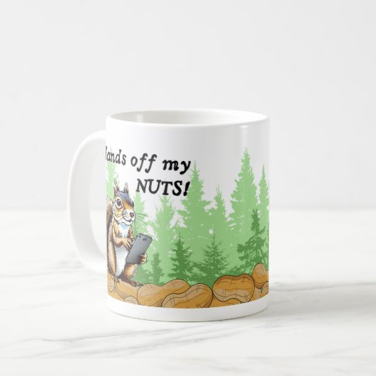Funny Eichhörnchen auf einem Handy Peanuts Cartoon Kaffeetasse (Vorderseite Links)