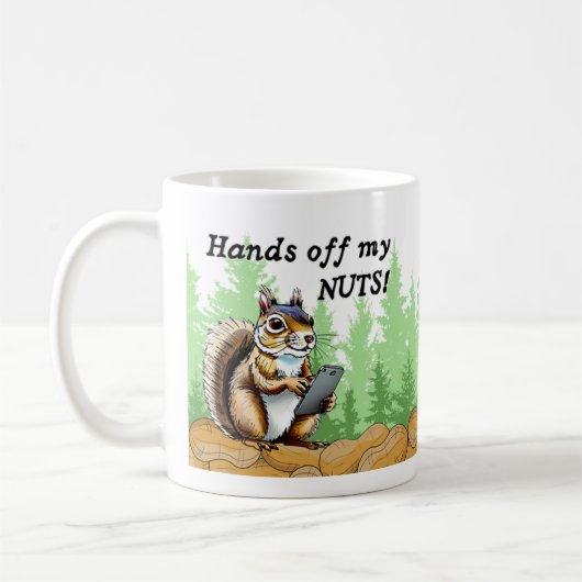 Funny Eichhörnchen auf einem Handy Peanuts Cartoon Kaffeetasse (Links)