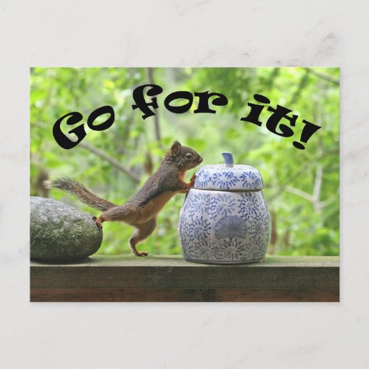 Funny Eichhörnchen Bild ~ Go For It! Postkarte (Vorderseite)