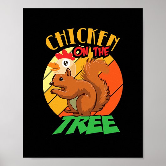 Funny Eichhörnchen Hühnchen auf dem Baumeichhörnch Poster (Vorne)