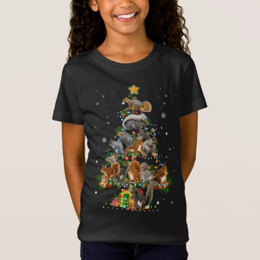 Funny Eichhörnchen Hund Weihnachtsbaum Eichhörnche T-Shirt (Vorderseite)