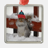 Funny Eichhörnchen in Snowflake Baseball Cap Ornam Ornament Aus Metall (Vorne)