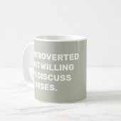 Funny eingeführt, aber willens zu diskutieren Pfer Kaffeetasse (Vorderseite Links)