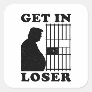 Funny Einladung Loser Trump für Gefängnisflugkarte Quadratischer Aufkleber